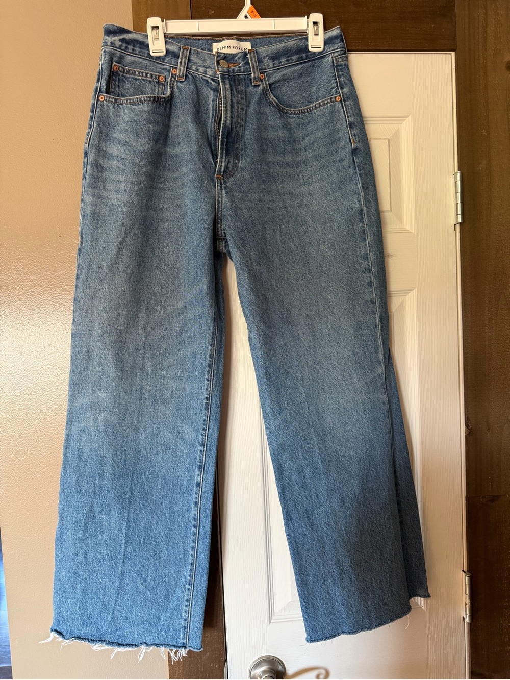 Denim Forum Medium Blue Wide-Leg Flare Jeans
